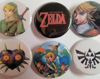 Legend of Zelda Badge Button Pin Set of 6