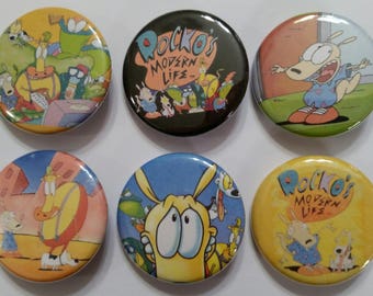 Rocko's Modern Life Badge Button Pin Set of 6