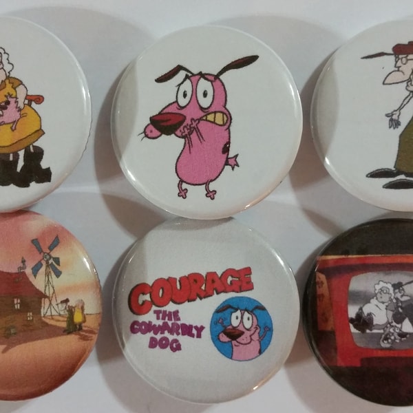 Courage The Cowardly Dog Badge Button Pin Set of 6
