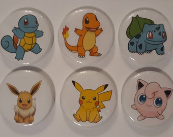 Pokemon Basics Badge Button Pin Set of 6