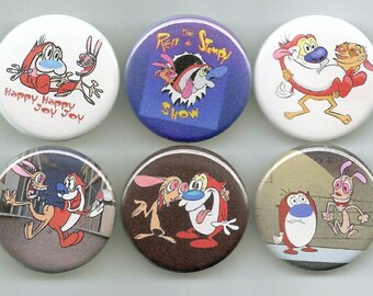 Ren & Stimpy Badge Button Pin Set of 6