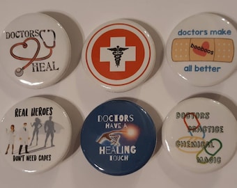 Doctors Physicians Badge Button Pin Set of 6