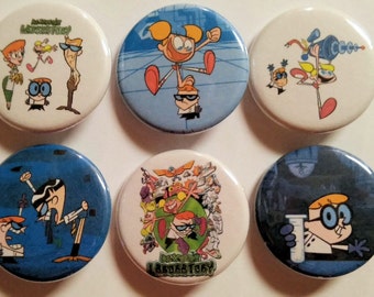 Dexter's Lab Laboratory Badge Button Pin Set of 6