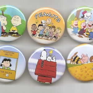 Peanuts Badge Button Pin Set of 6