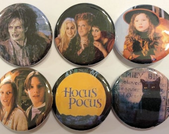 Hocus Pocus Halloween Movie Badge Button Pin Set of 6