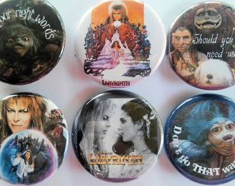 Labyrinth Movie Badge Button Pin Set of 6