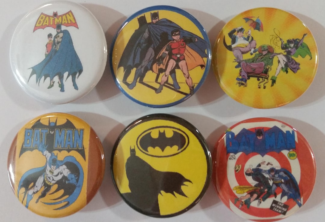 Batman Comic Book Badge Button Pin Set of 6 - Etsy