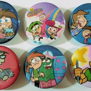 The Fairly Odd Parents Badge Button Pin Set of 6