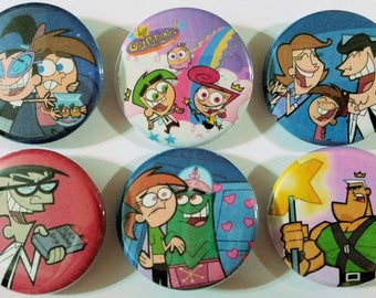 The Fairly Odd Parents Badge Button Pin Set of 6