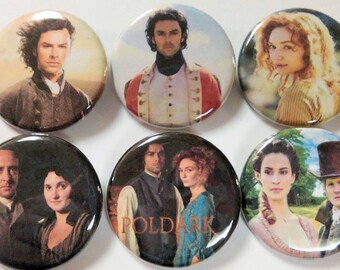 BBC Series POLDARK Badge Button Pin Set of 6