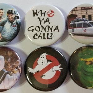 Original GHOSTBUSTERS Movie Badge Button Pin set of 6