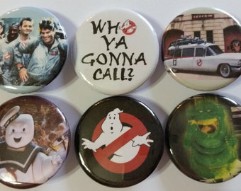 Original GHOSTBUSTERS Movie Badge Button Pin set of 6