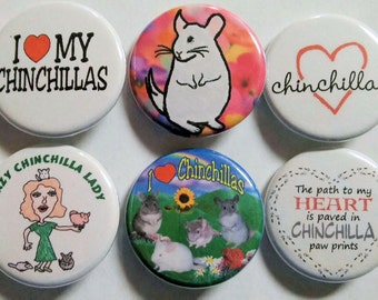 Chinchillas Badge Button Pin Set of 6