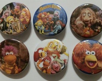 Fraggle Rock Badge Button Pin Set of 6