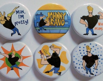Johnny Bravo Badge Button Pin Set of 6