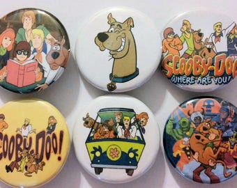 Scooby Doo Badge Button Pin Set of 6