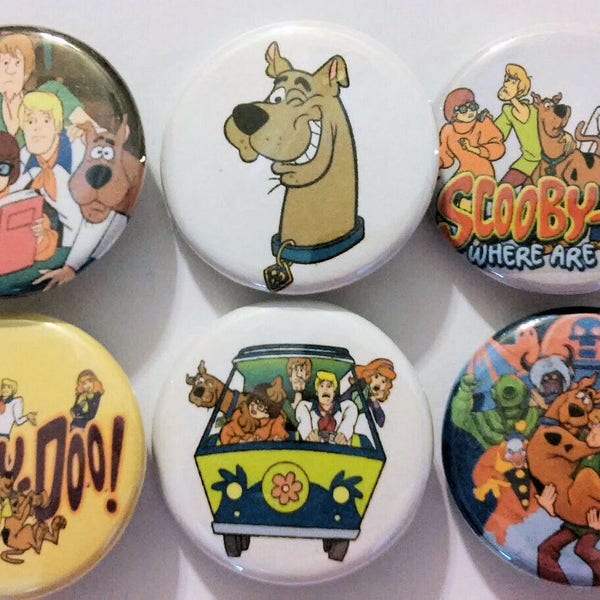 Scooby Doo Badge Button Pin Set of 6