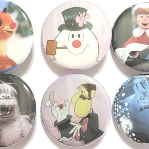 Christmas Classics Rudolph Frosty Santa Badge Button Pin Set of 6