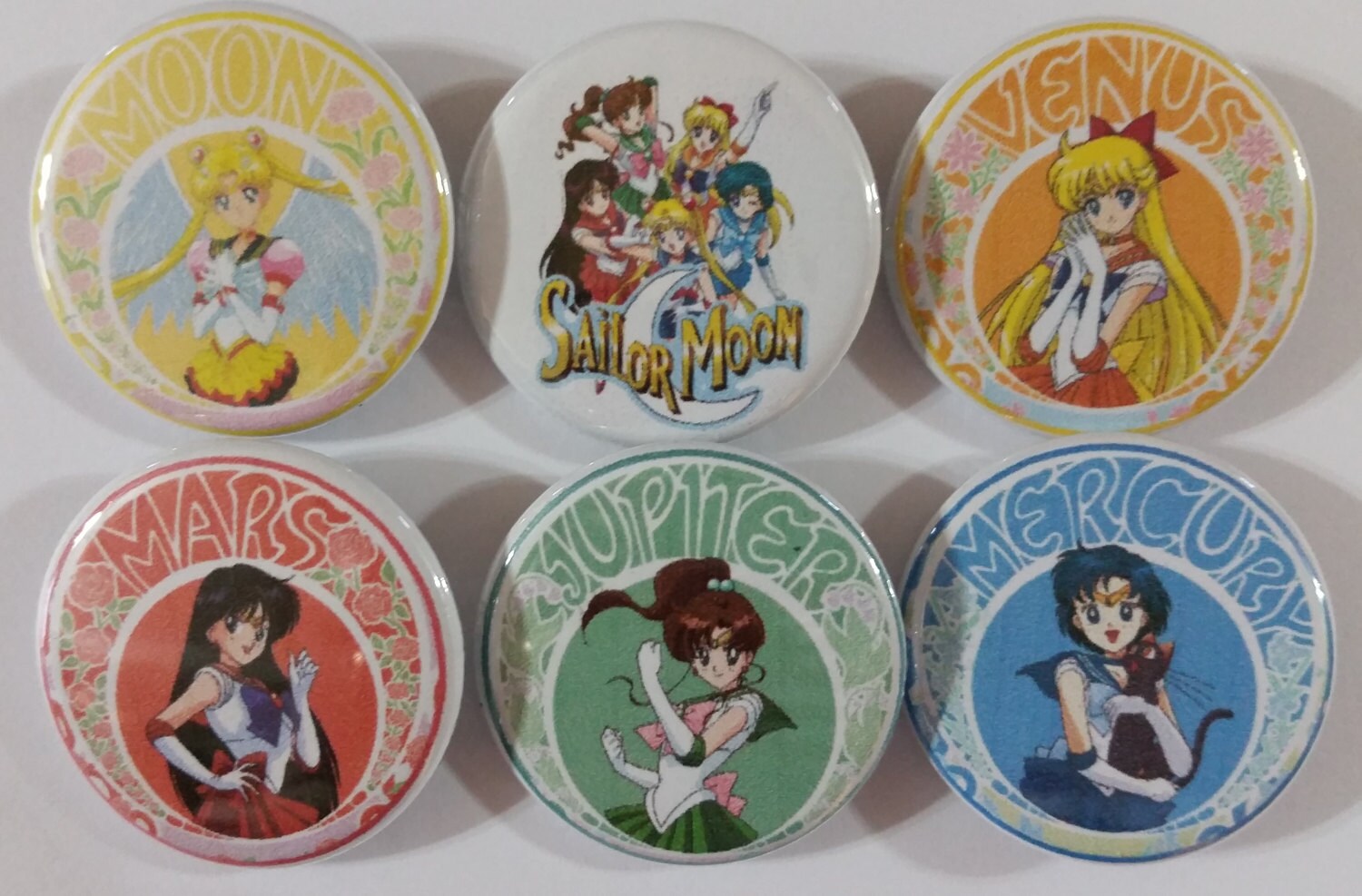 Sailor Moon Badge Button Pin Set of 6 - Etsy