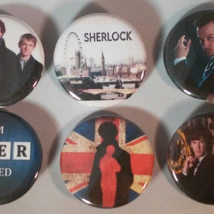 Sherlock Series Badge Button Pin Set of 6