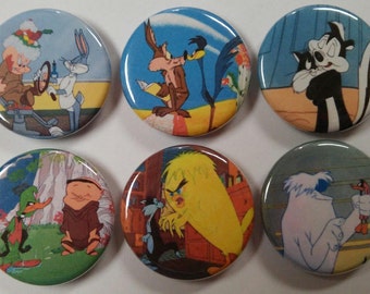 Looney Tunes Classic Cartoons Badge Button Pin Set of 6