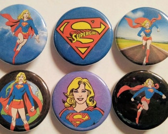 Supergirl Comic Badge Button Pin Set of 6