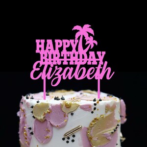 Palm Tree Cake Topper, Tropical Birthday Cake Topper, Custom Cake Topper,  Personalized Cake Topper, Birthday Cake Decoration