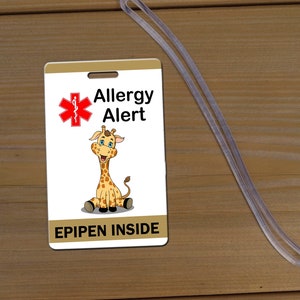 Étiquette de bagage d'alerte d'allergie, étiquette de sac à dos d'alerte d'allergie, étiquette de sac d'allergie d'allergie, étiquette d'alerte d'allergie, étiquette d'epipen