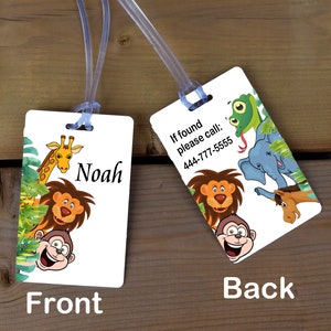 Étiquette de sac, Étiquette de sac d'école, Étiquette de sac à dos d'école, Étiquette de sac pour enfants, Étiquette de sac à langer, Étiquette de bagage, Étiquette de sac animal