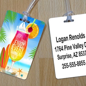 Luggage Tag, Personalized Luggage Tag, Tropical Luggage Tag, Gym Bag Tag,  Bag Tag, Backpack Tag