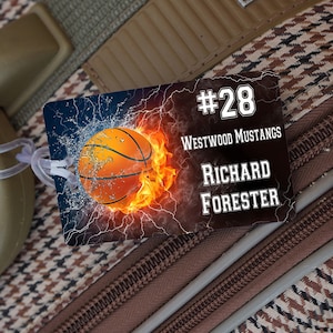 Basketball Bag Tags, Personalized Basketball Name Tags, Basketball Team Tags, Basketball Tags, Basketball Luggage Tag, School Basketball Tag