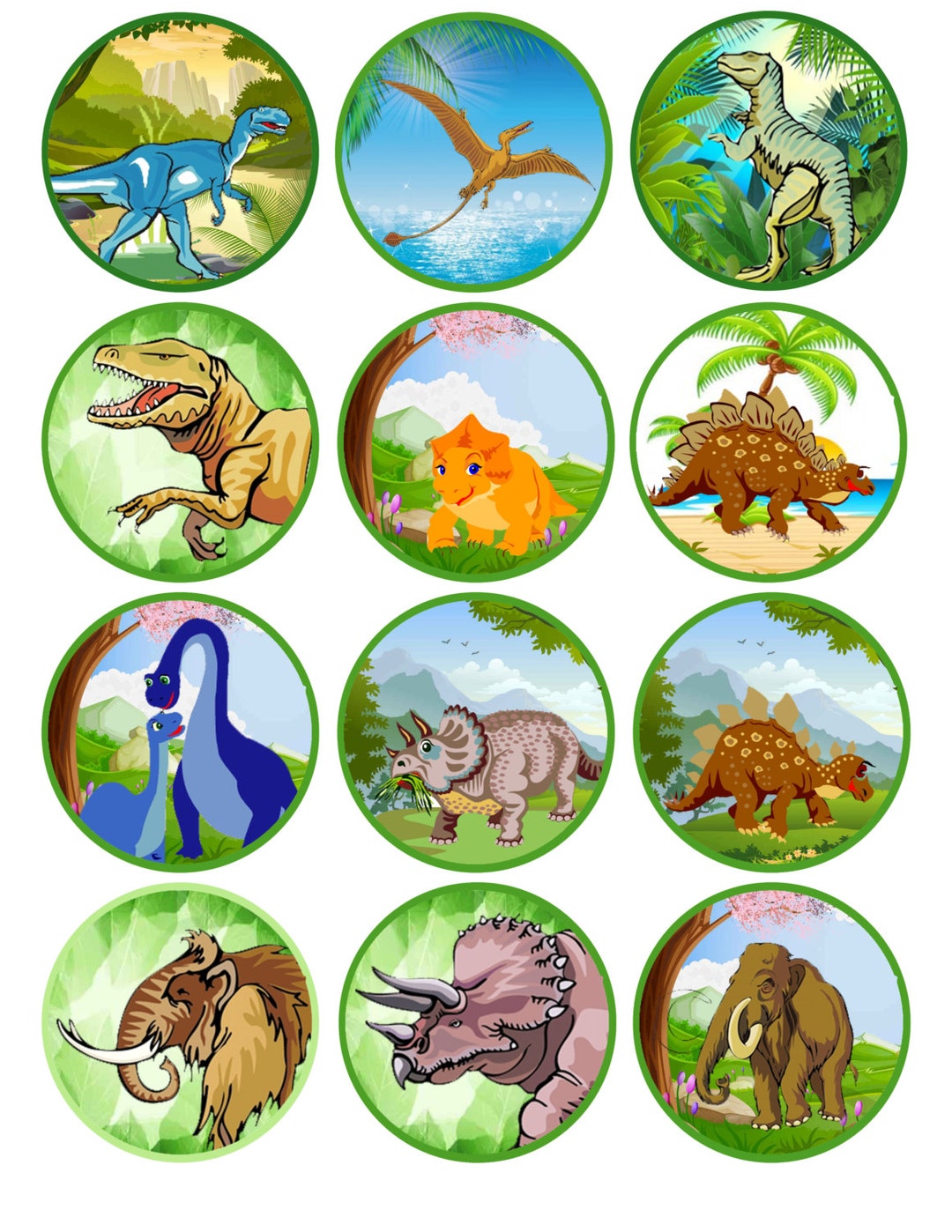 Dinosaur Printable Cupcake Toppers Instant Download Party Supply