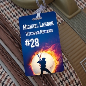 Baseball Taschenanhänger, personalisierte Baseball Taschenanhänger, Sport Taschenanhänger, Kunststoff Baseball Taschenanhänger, Baseball Namensschilder, Gepäckanhänger, Schultasche Anhänger