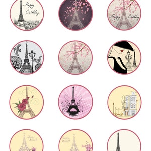 Paris Printable Cupcake Toppers Instant Download Party Supply Digital ...