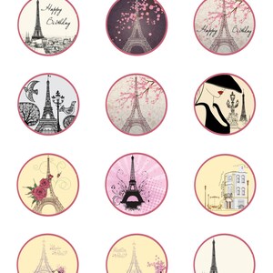 Paris Printable Cupcake Toppers Instant Download Party Supply Digital File Paris Party