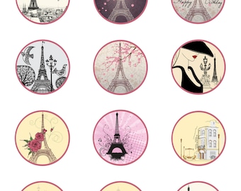 Paris Printable Cupcake Toppers Instant Download Party Supply Digital File Paris Party