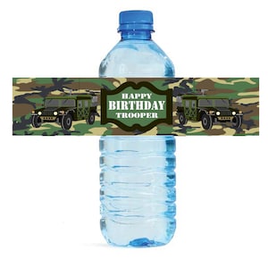 Etichette per bottiglie d'acqua militari, Etichette militari stampabili, Download istantaneo, Etichette di compleanno a tema militare, Etichette per bottiglie d'acqua militari