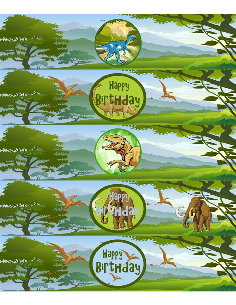 Dinosaur Water Bottle Labels Printable Dinosaur Birthday | Etsy