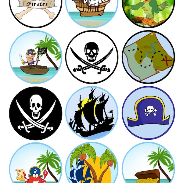 Pirate Cupcake Toppers Printable Pirate Theme Instant Download Party Supply Digital File