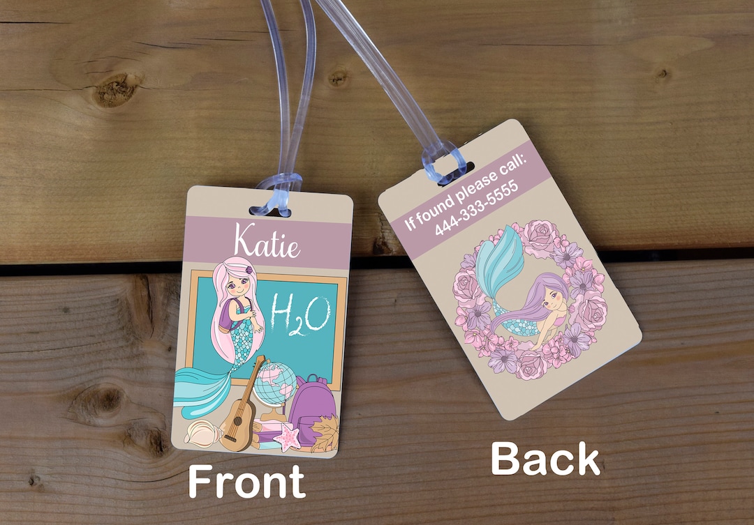 School Bag Tag, Mermaid Backpack Tag, Personalized Bag Tag, Diaper Bag