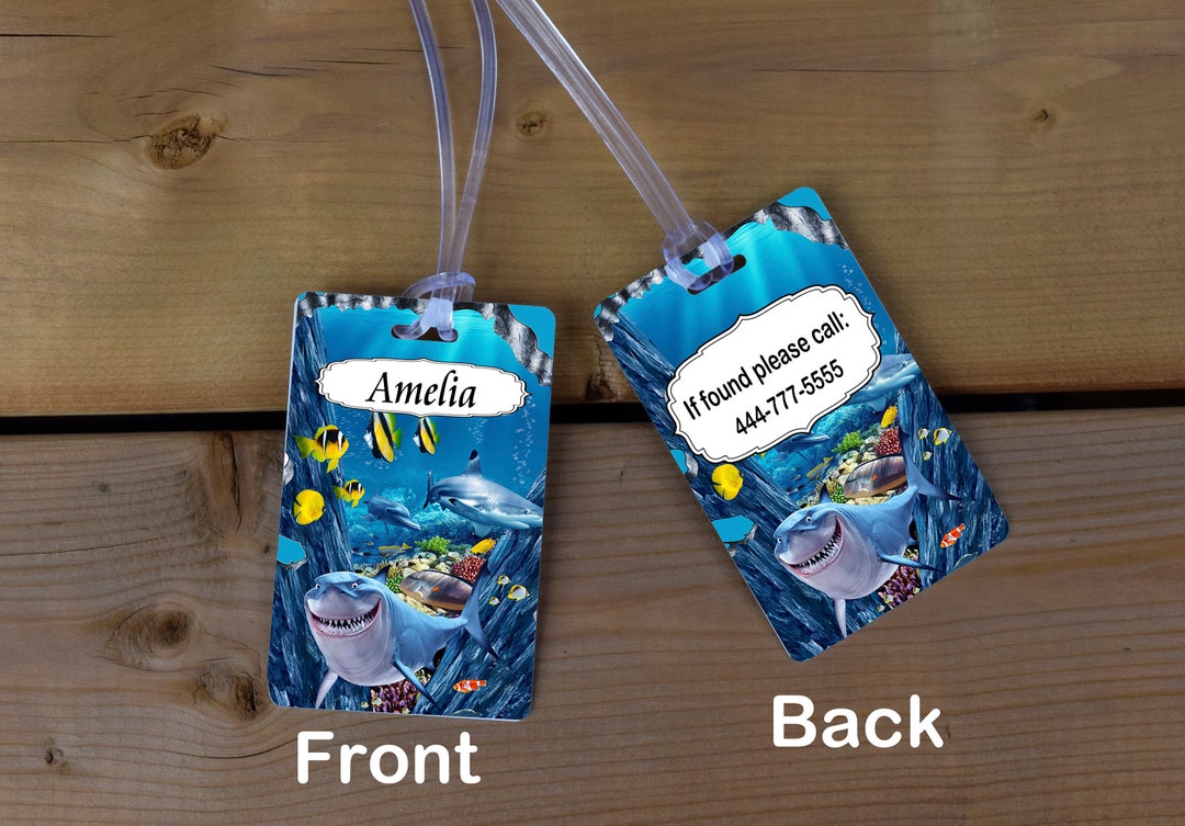 Shark Backpack Tag, Shark Luggage Tag, Shark Bag Tag, Personalized Bag