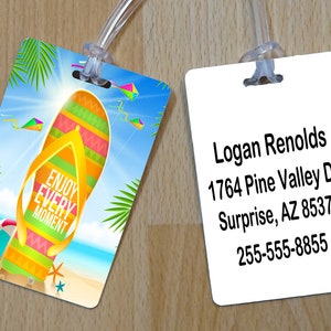 Tropical Luggage Tag Personalized Bag Tag Custom Luggage Tag Gym Bag ID Tag Diaper Bag