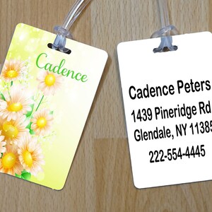 Personalized Luggage Tag Floral Luggage Tag Custom Luggage Tag Gym Bag Tag Diaper Bag Tag Kids Luggage Tag