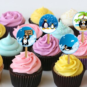 Penguin Cupcake Toppers Printable Penguin Theme Instant Download Party ...