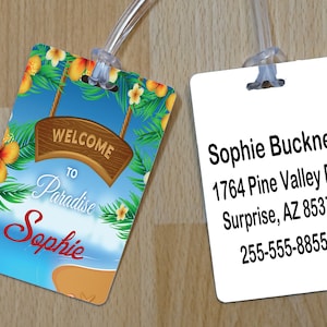Tropical Luggage Tag Personalized Luggage Tag Custom Luggage Tag Backpack Tag Diaper Bag Tag