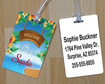 Tropical Luggage Tag Personalized Luggage Tag Custom Luggage Tag Backpack Tag Diaper Bag Tag