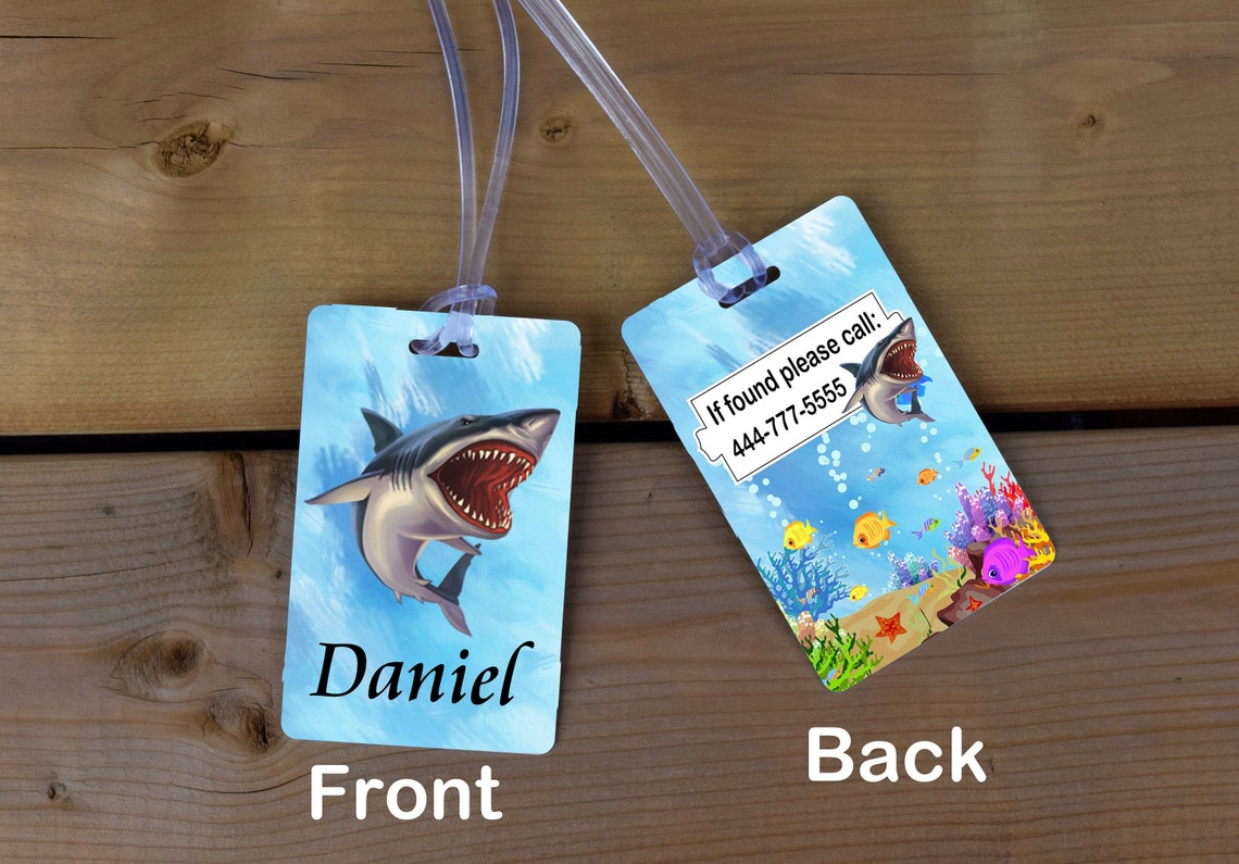 Shark Luggage Tag Shark Bag Tag Shark Backpack Tag Etsy