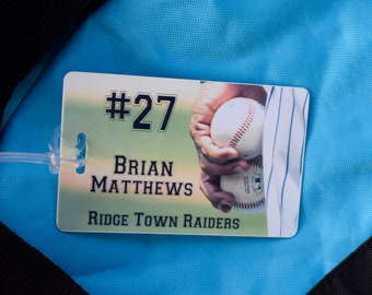 Custom Baseball Tag, Personalized Baseball Bag Tag, Sports Bag Tag, Backpack Tag, Baseball Name Tags, Bag Tags, Sports Bag Name Tag