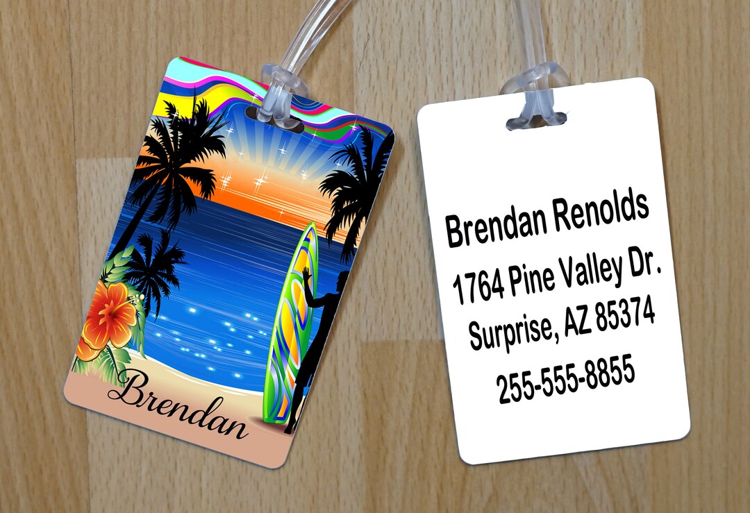 Tropical Bag Tag Personalized Luggage Tag Custom Luggage Tag FREE