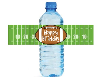 Football Water Bottle Labels, Birthday Printable Football Labels, Instant Download, Football Theme Water Bottle Labels